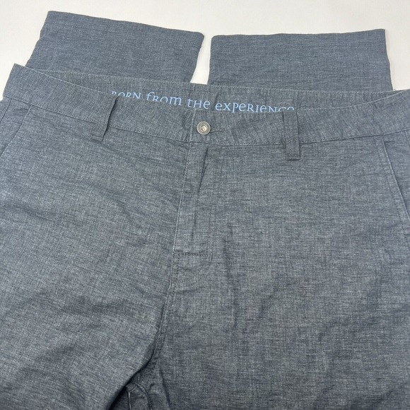 Prana Furrow‎ Pants Mens 40x29.5 Gray Blue Hemp Blend Lightweight Straight Leg - Picture 1 of 8